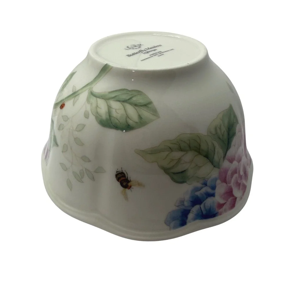 Set of 4 Lenox Butterfly Meadow‎ Hydrangea Bowls Porcelain Floral Butterfly 5.5
